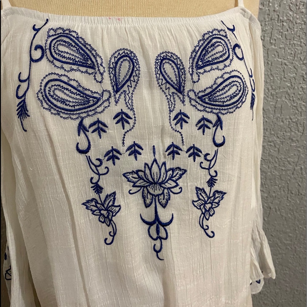 White and blue detailed dress. Worn once.